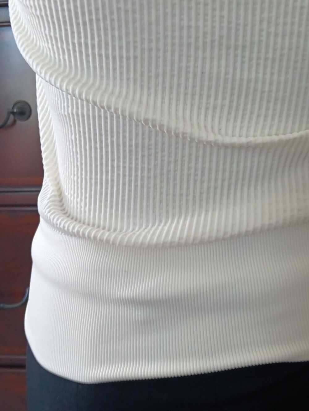 Petite Women Ribbed Halter Tank Top in Cream - Picture 4 of 6